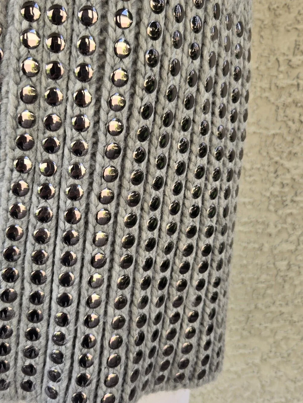 DKNY Cozy Studded Knit Scarf - Gray